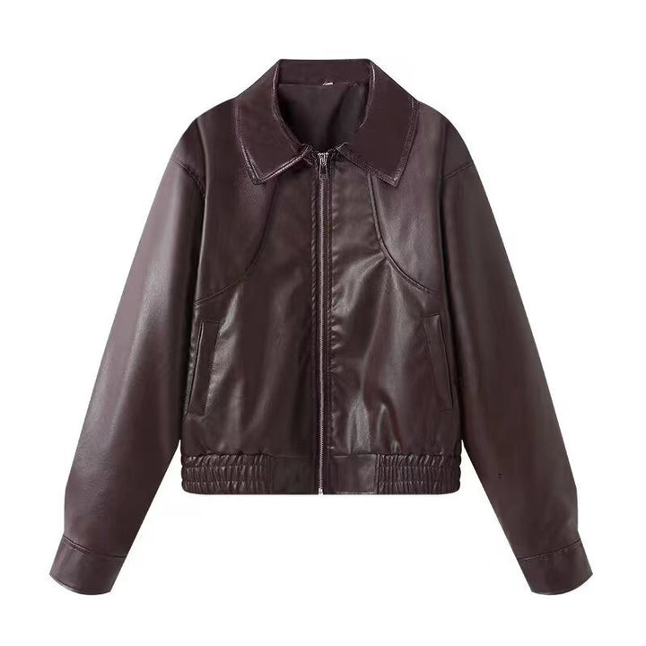 Dams fashionable imitation leather jacket in a casual cut with elastic waistband Mirla-Eva Jonsson