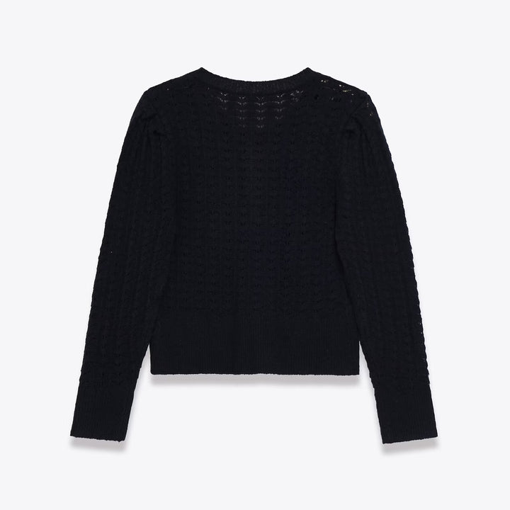 Dams fin stickad cardigan med stora knappar och detaljerad struktur Mirla-Eva Jonsson