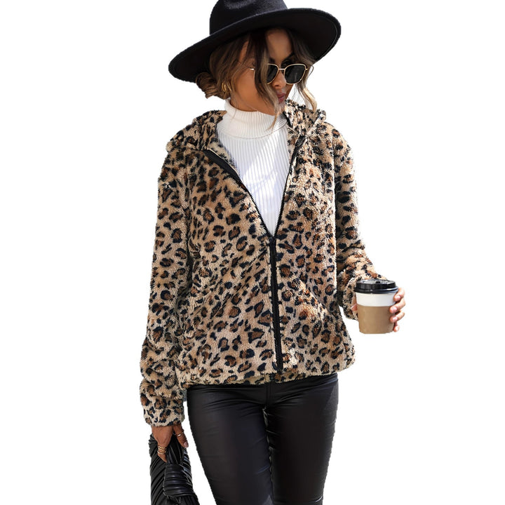 Dams fleecejacka med leopardmönster och praktisk dragkedja Mirla-Eva Jonsson