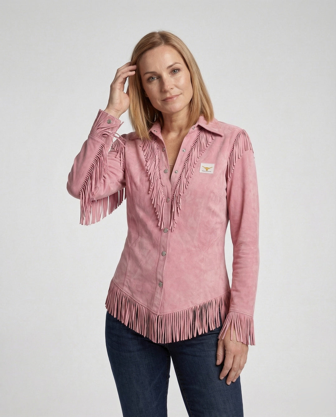 Dams fringe blouse in western style in suede look-Eva Jonsson