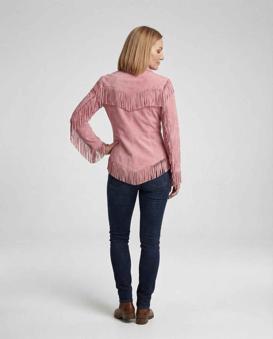Dams fringe blouse in western style in suede look-Eva Jonsson