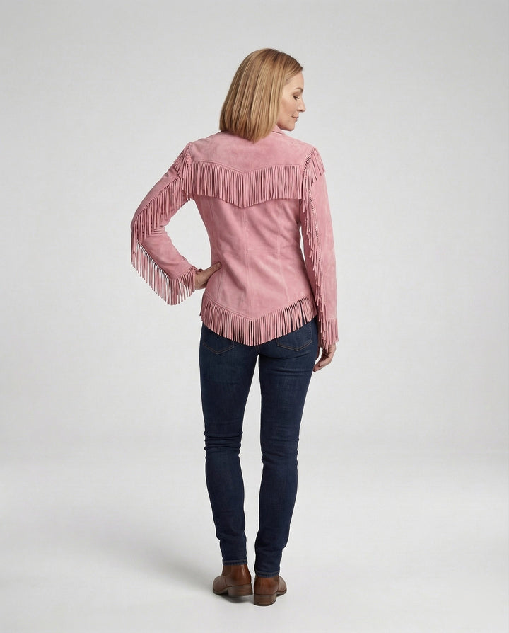 Dams fringe blouse in western style in suede look-Eva Jonsson