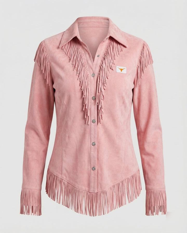 Dams fringe blouse in western style in suede look-Eva Jonsson