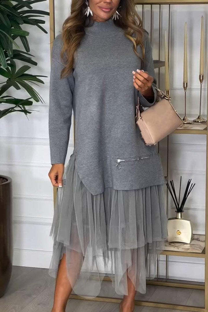 Dams hoodie klänning med tulle trim Mirla-Eva Jonsson