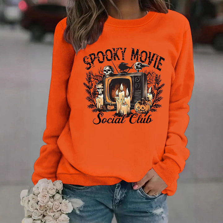 Dams hoodie med läskigt filmmotiv och avslappnad passform Mirla-Eva Jonsson