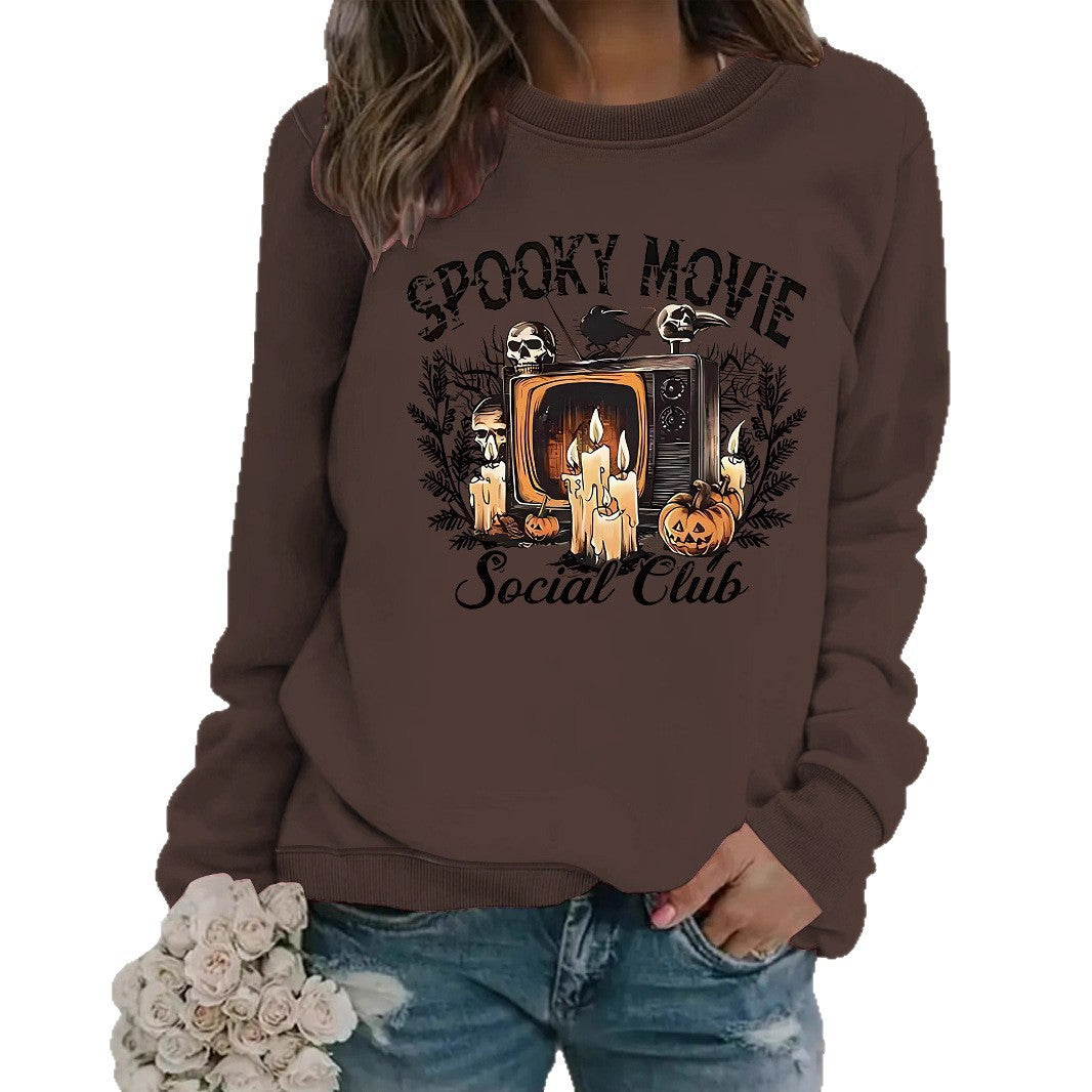 Dams hoodie med läskigt filmmotiv och avslappnad passform Mirla-Eva Jonsson