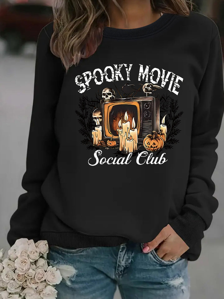 Dams hoodie med läskigt filmmotiv och avslappnad passform Mirla-Eva Jonsson
