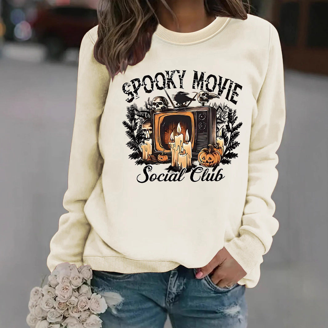 Dams hoodie med läskigt filmmotiv och avslappnad passform Mirla-Eva Jonsson
