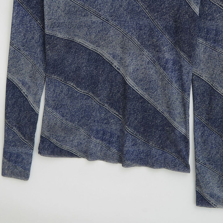 Dams långärmad topp med elegant denimdesign Mirla-Eva Jonsson