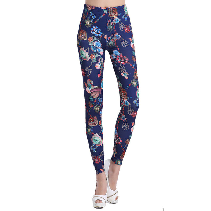 Dams leggings med blommönster och hög midja Eva Jonsson-Eva Jonsson