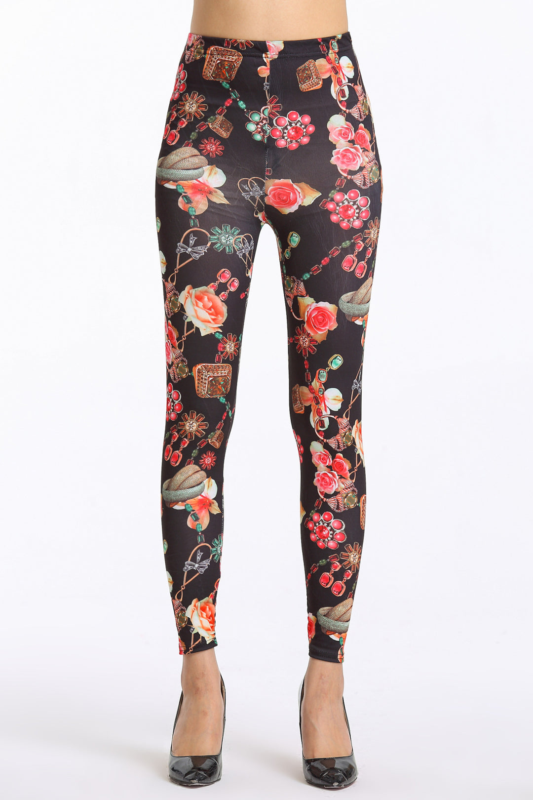 Dams leggings med blommönster och hög midja Eva Jonsson-Eva Jonsson