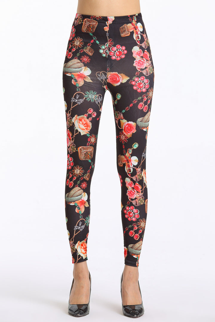 Dams leggings med blommönster och hög midja Eva Jonsson-Eva Jonsson