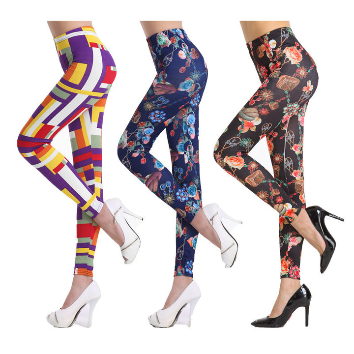 Dams leggings med blommönster och hög midja Eva Jonsson-Eva Jonsson