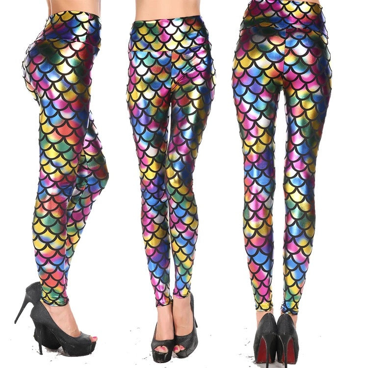Dams leggings med glänsande fjällmönster Eva Jonsson-Eva Jonsson