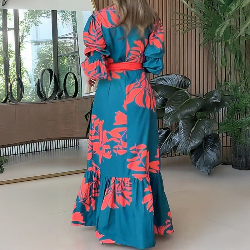 Dams maxi klänning med eleganta blommönster Mirla-Eva Jonsson