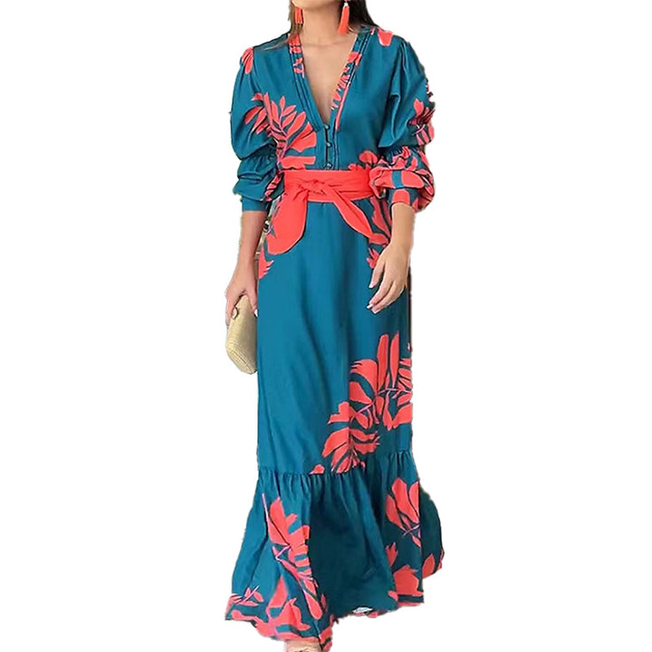 Dams maxi klänning med eleganta blommönster Mirla-Eva Jonsson