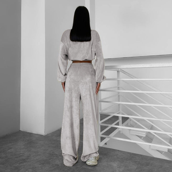 Dams mysiga fleece-set med lös passform och elastiskt midjeband Mirla-Eva Jonsson