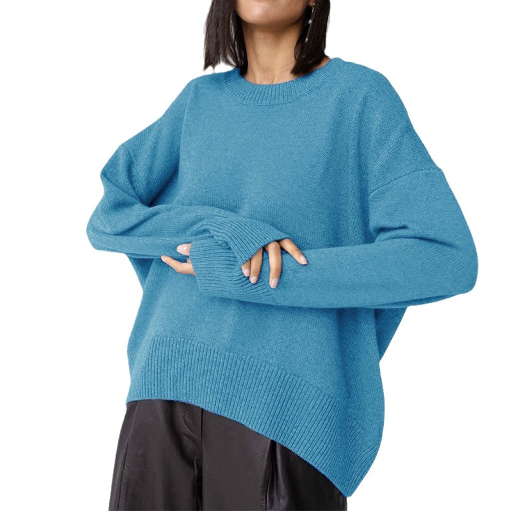 Dams oversized tröja med fint stickat mönster och breda muddar Eva Jonsson-Eva Jonsson