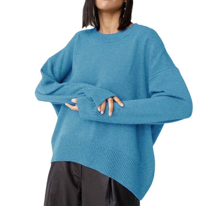 Dams oversized tröja med fint stickat mönster och breda muddar Eva Jonsson-Eva Jonsson