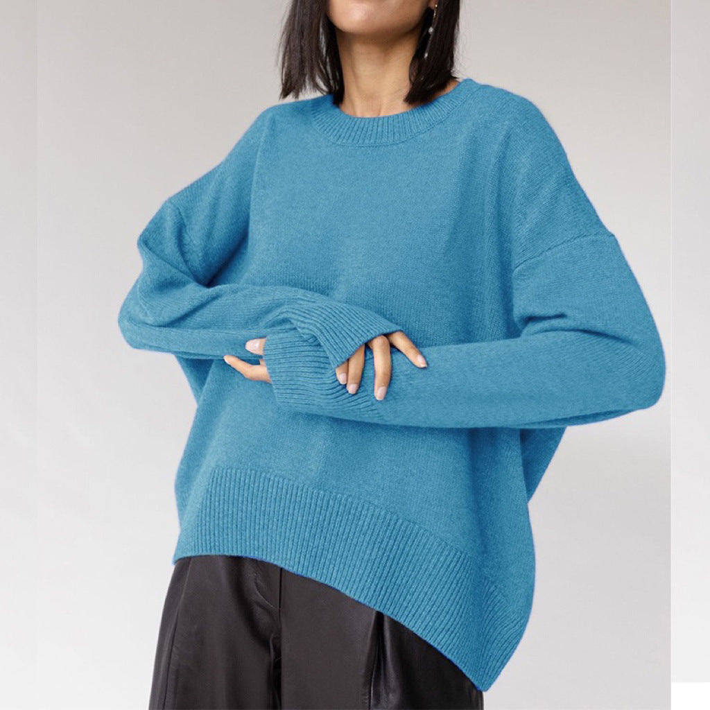 Dams oversized tröja med fint stickat mönster och breda muddar Eva Jonsson-Eva Jonsson