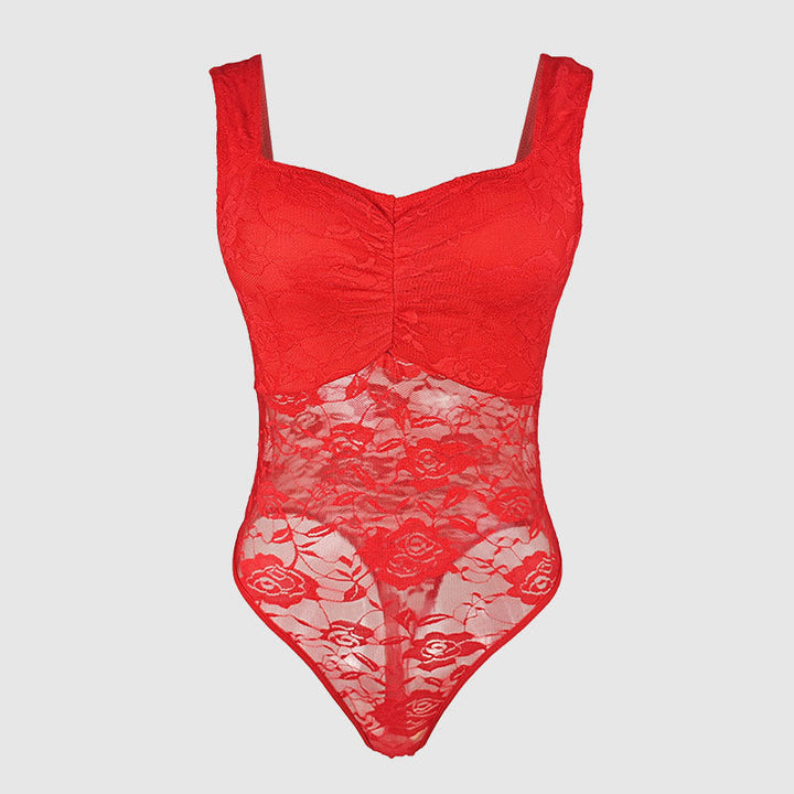 Dams spets bodysuit med blommönster och figursydd design Mirla-Eva Jonsson