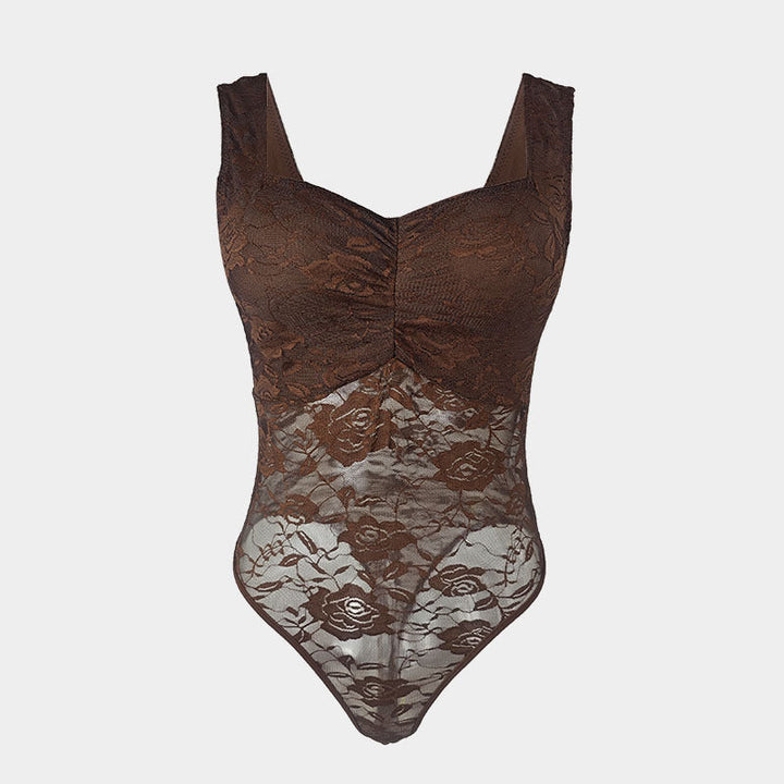 Dams spets bodysuit med blommönster och figursydd design Mirla-Eva Jonsson
