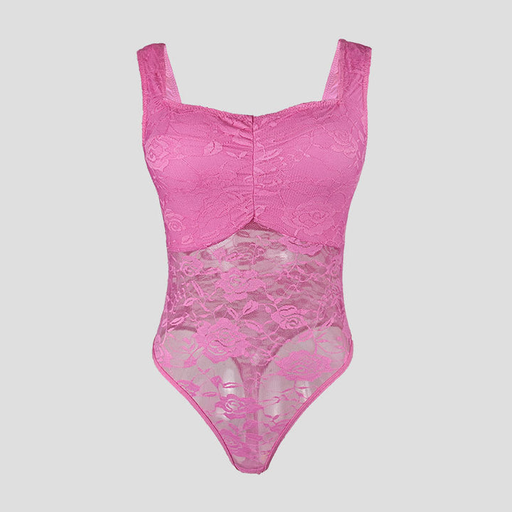 Dams spets bodysuit med blommönster och figursydd design Mirla-Eva Jonsson