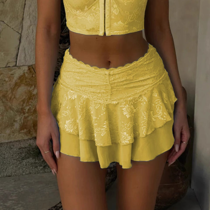 Dams spets crop-top och minikjol set Eva Jonsson-Eva Jonsson