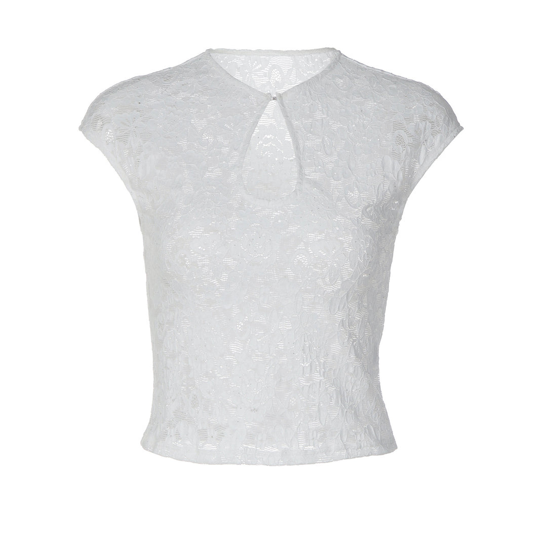 Dams spets topp med trendy slits Mirla-Eva Jonsson