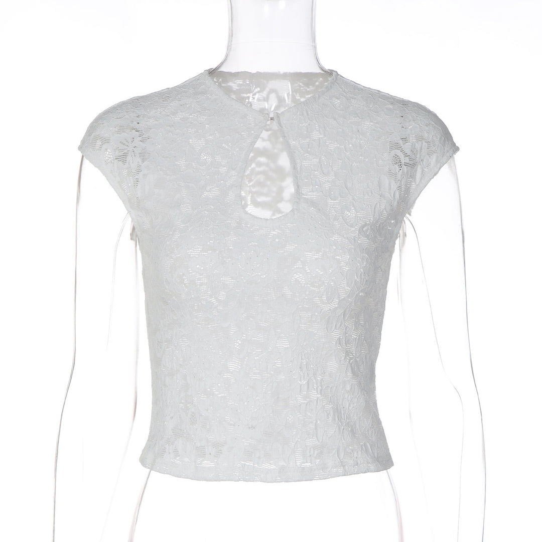 Dams spets topp med trendy slits Mirla-Eva Jonsson