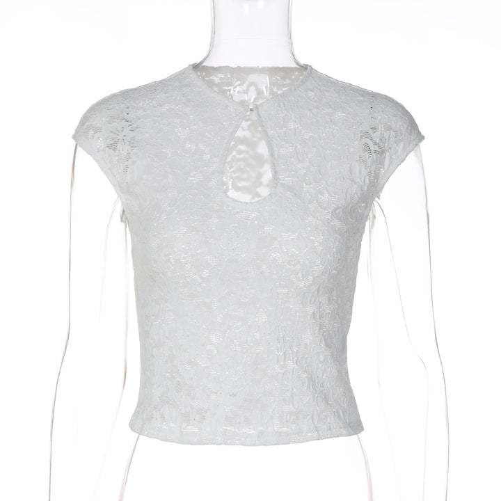 Dams spets topp med trendy slits Mirla-Eva Jonsson
