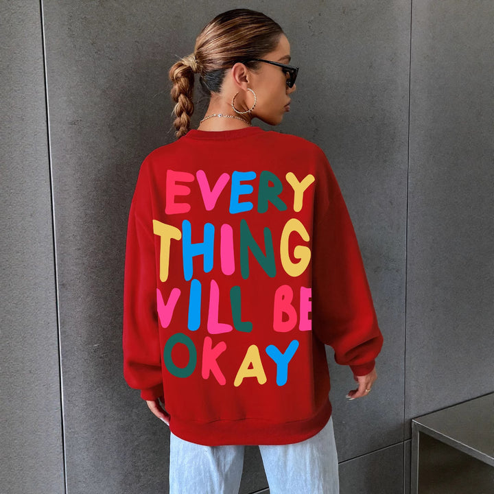 Dams sweatshirt med färgglad text Mirla-Eva Jonsson