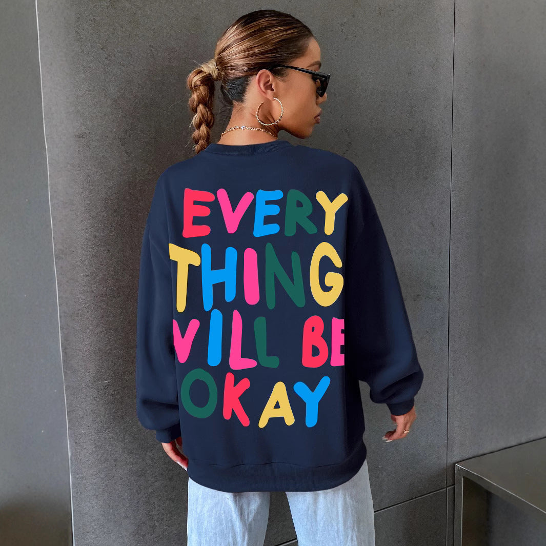 Dams sweatshirt med färgglad text Mirla-Eva Jonsson