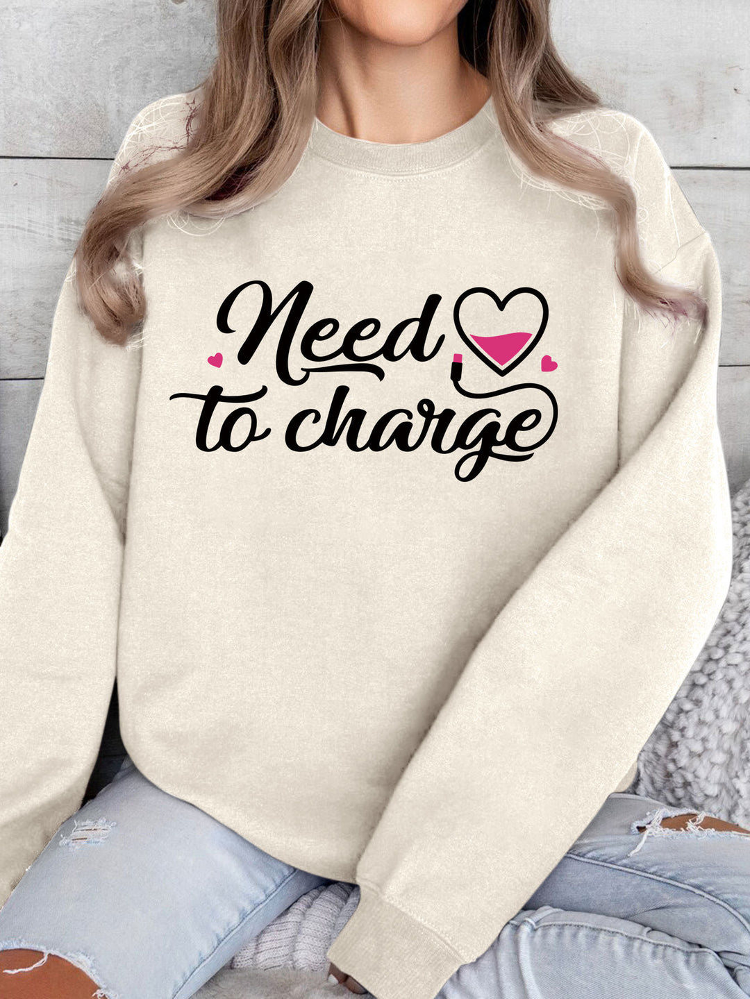 Dams sweatshirt med inspirerande hjärta citat och avslappnad passform Mirla-Eva Jonsson