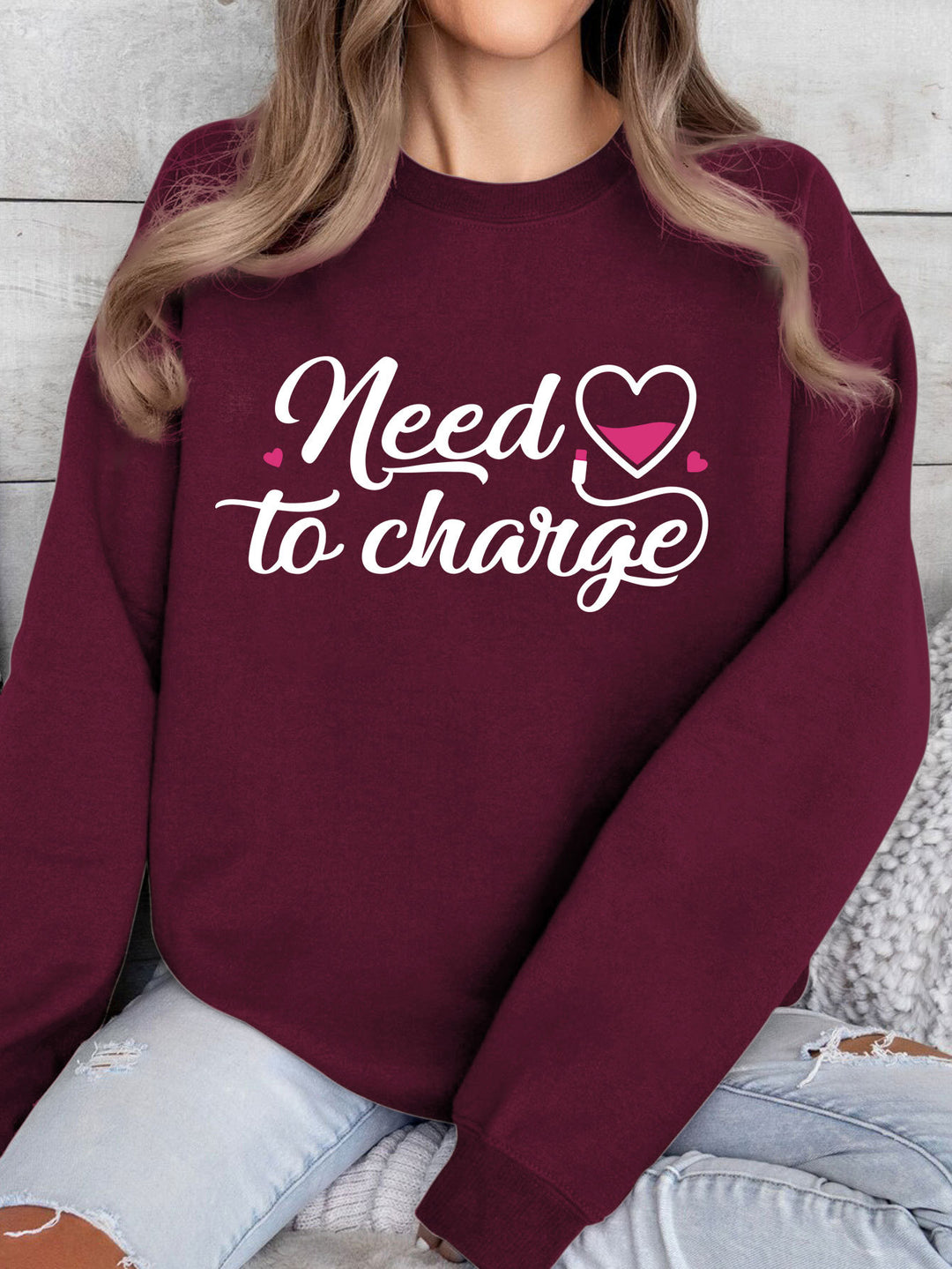 Dams sweatshirt med inspirerande hjärta citat och avslappnad passform Mirla-Eva Jonsson