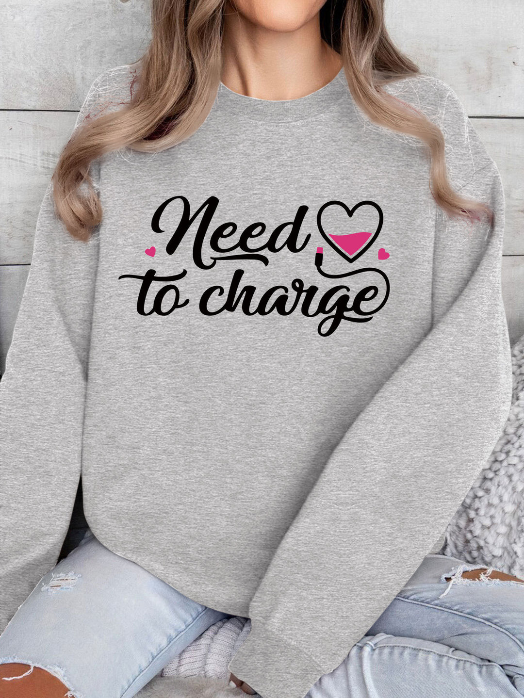 Dams sweatshirt med inspirerande hjärta citat och avslappnad passform Mirla-Eva Jonsson