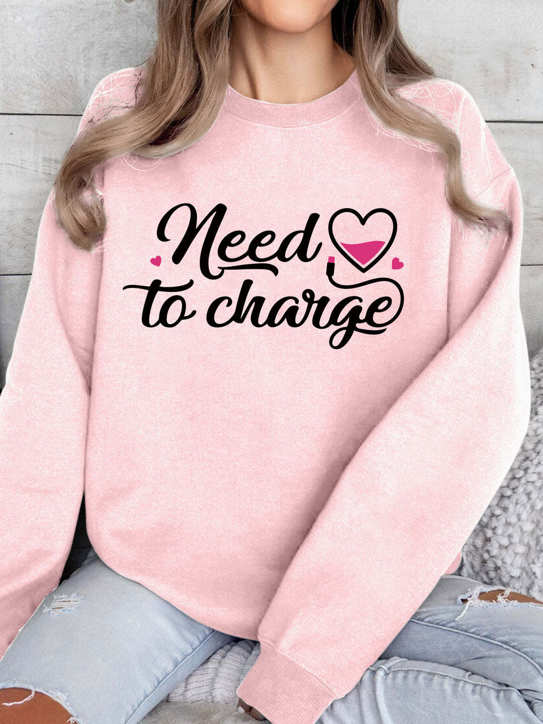 Dams sweatshirt med inspirerande hjärta citat och avslappnad passform Mirla-Eva Jonsson