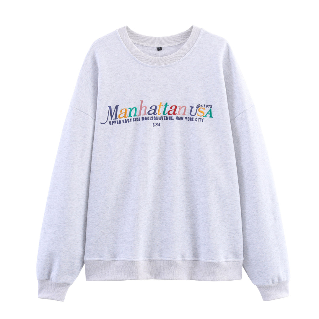 Dams sweatshirt med iögonfallande text Mirla-Eva Jonsson