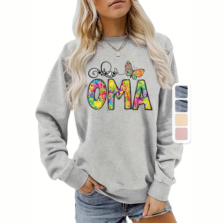 Dams sweatshirt med kreativ botanisk tryck Mirla-Eva Jonsson