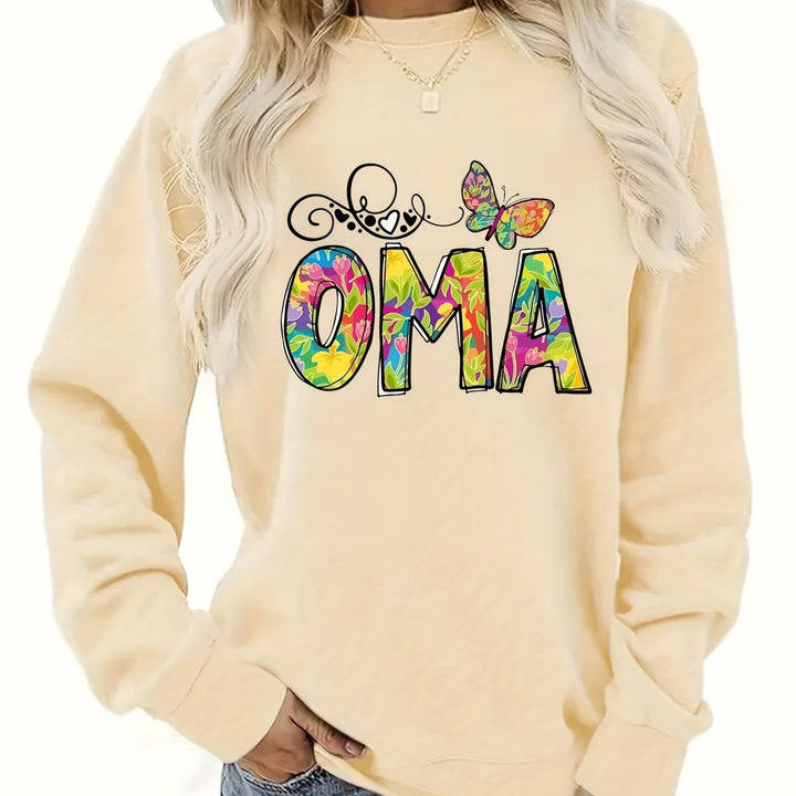 Dams sweatshirt med kreativ botanisk tryck Mirla-Eva Jonsson