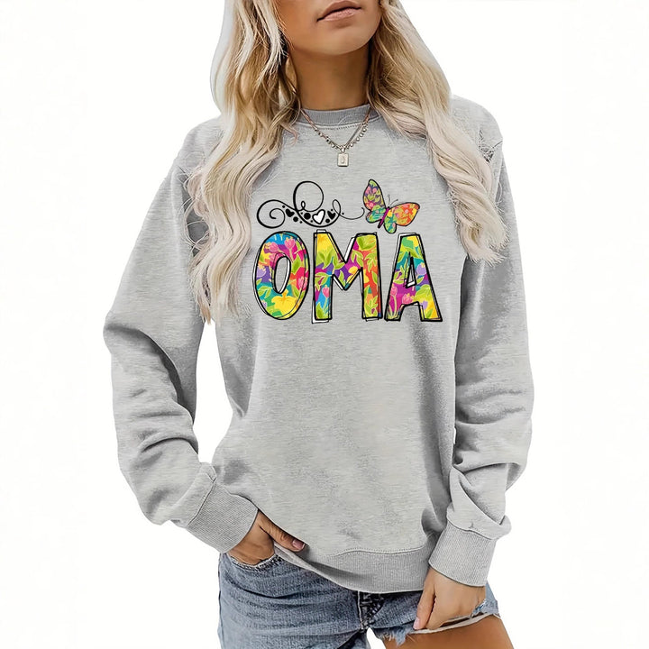 Dams sweatshirt med kreativ botanisk tryck Mirla-Eva Jonsson