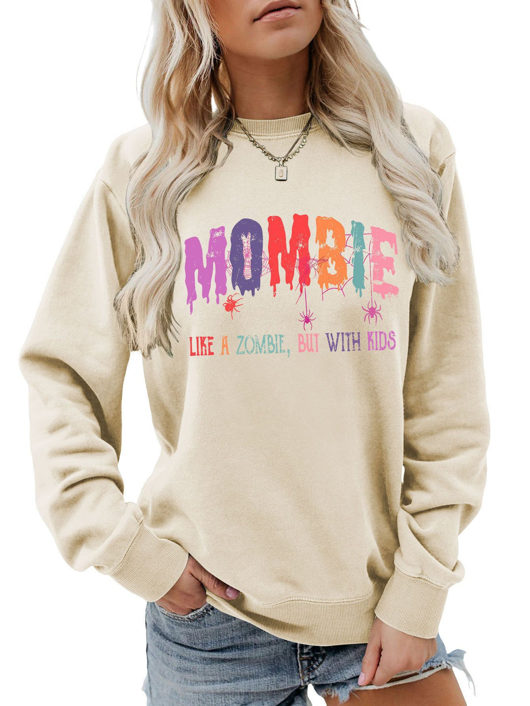 Dams sweatshirt med kreativt zombie-motiv Mirla-Eva Jonsson