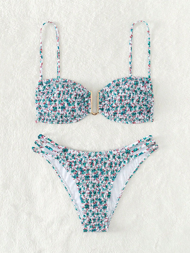 Dams triangel-bikini med stödjefunktion och dekorativt guldackent Mirla-Eva Jonsson