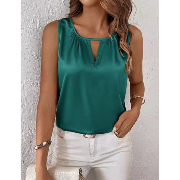 Damsatinblus med elegant slits Mirla-Eva Jonsson