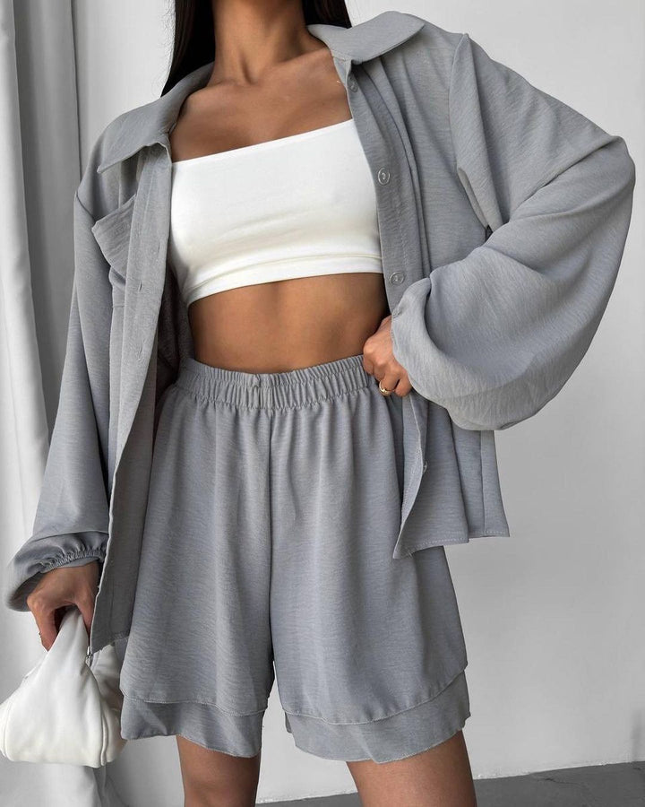 Damsavslappnat shorts-set med oversized skjorta Eva Jonsson-Eva Jonsson