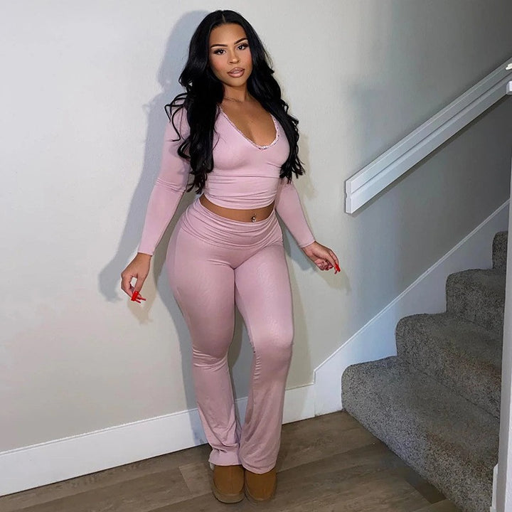 Damsen åtsittande topp och leggings set Mirla-Eva Jonsson
