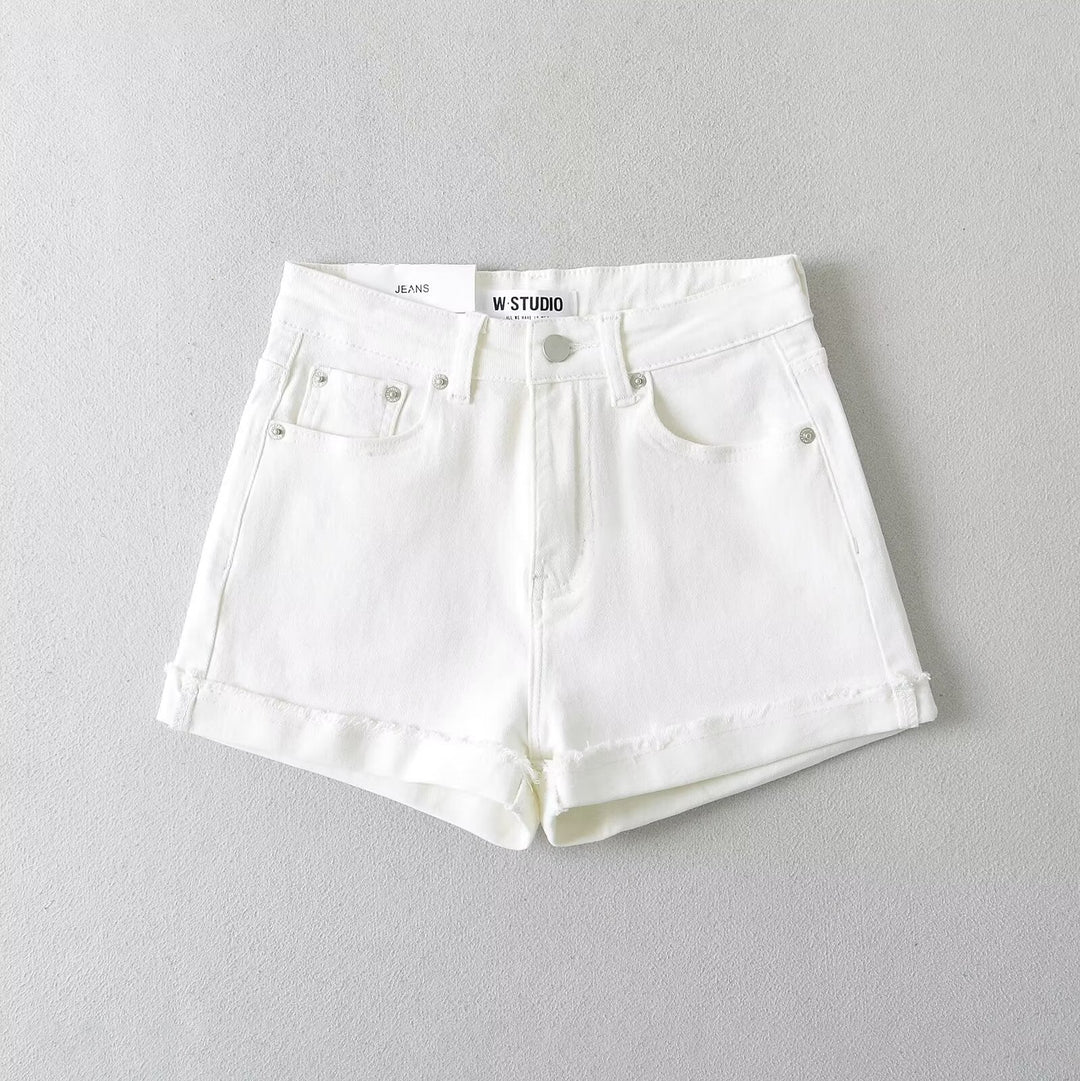 Damsjeansshorts med avslappnad skärning och fållade kanter Mirla-Eva Jonsson