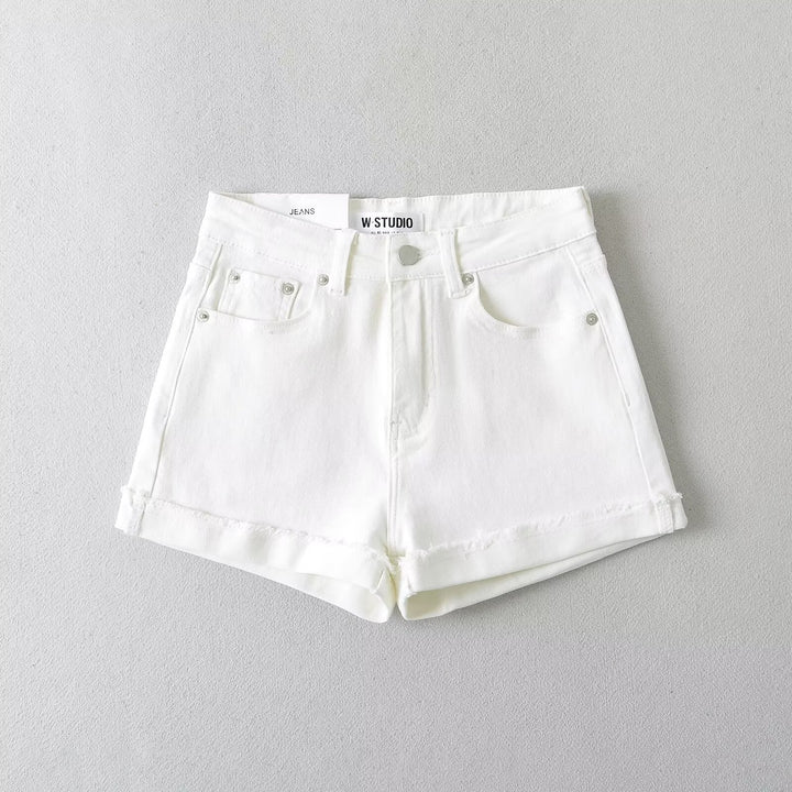 Damsjeansshorts med avslappnad skärning och fållade kanter Mirla-Eva Jonsson