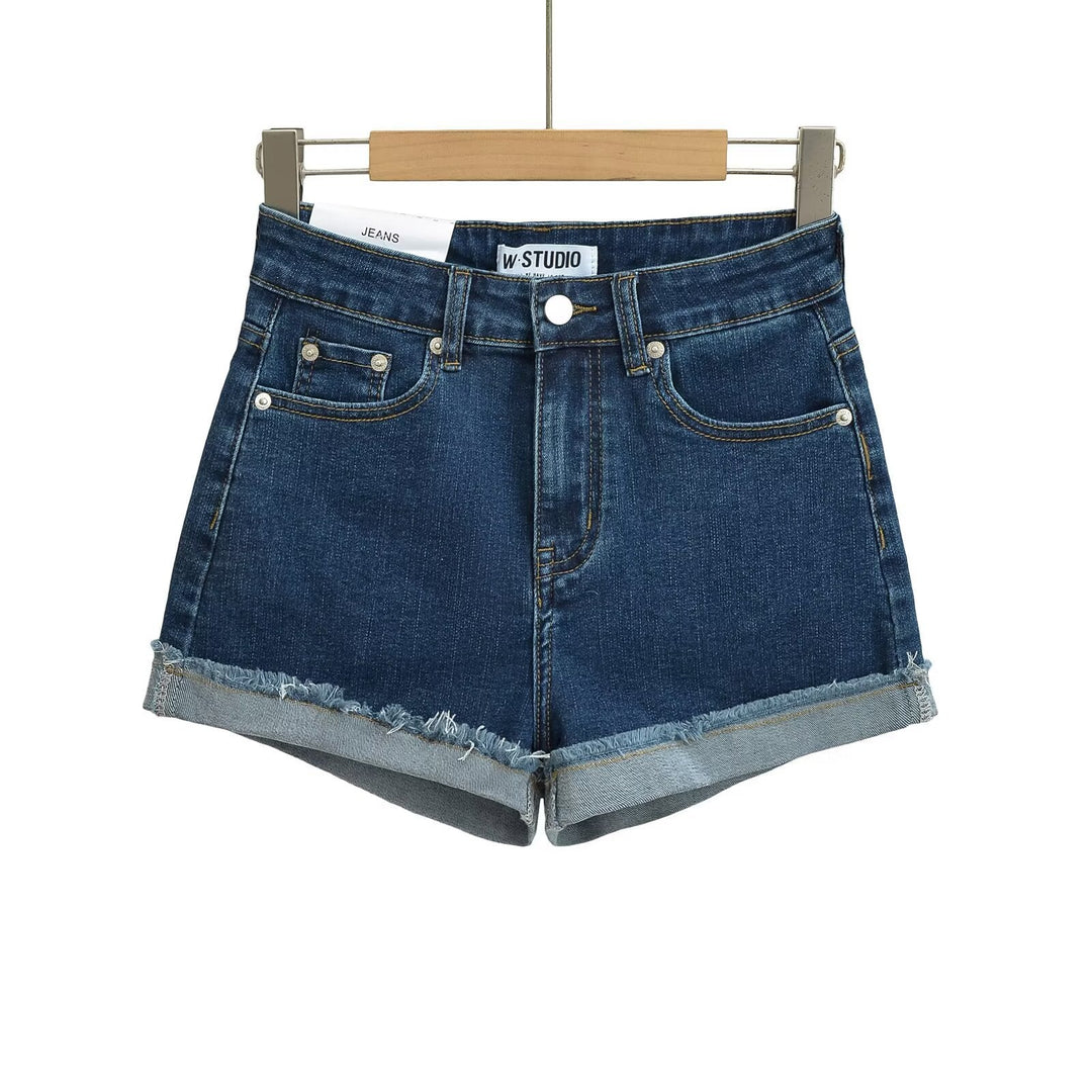 Damsjeansshorts med avslappnad skärning och fållade kanter Mirla-Eva Jonsson