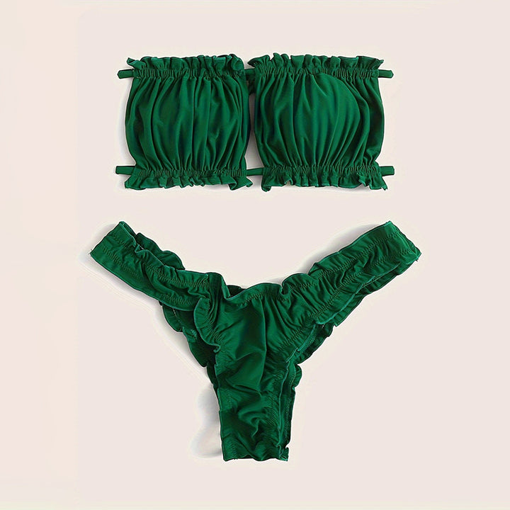 Damsk Bandeau-bikini med rynkat design och sidoknytning Mirla-Eva Jonsson